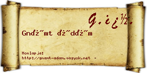 Gnámt Ádám névjegykártya